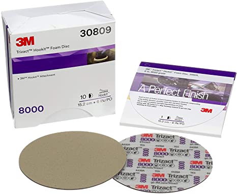 8000 GRIT 6" TRIZACT HOOKIT VELCRO FOAM DISC - 15 Pack